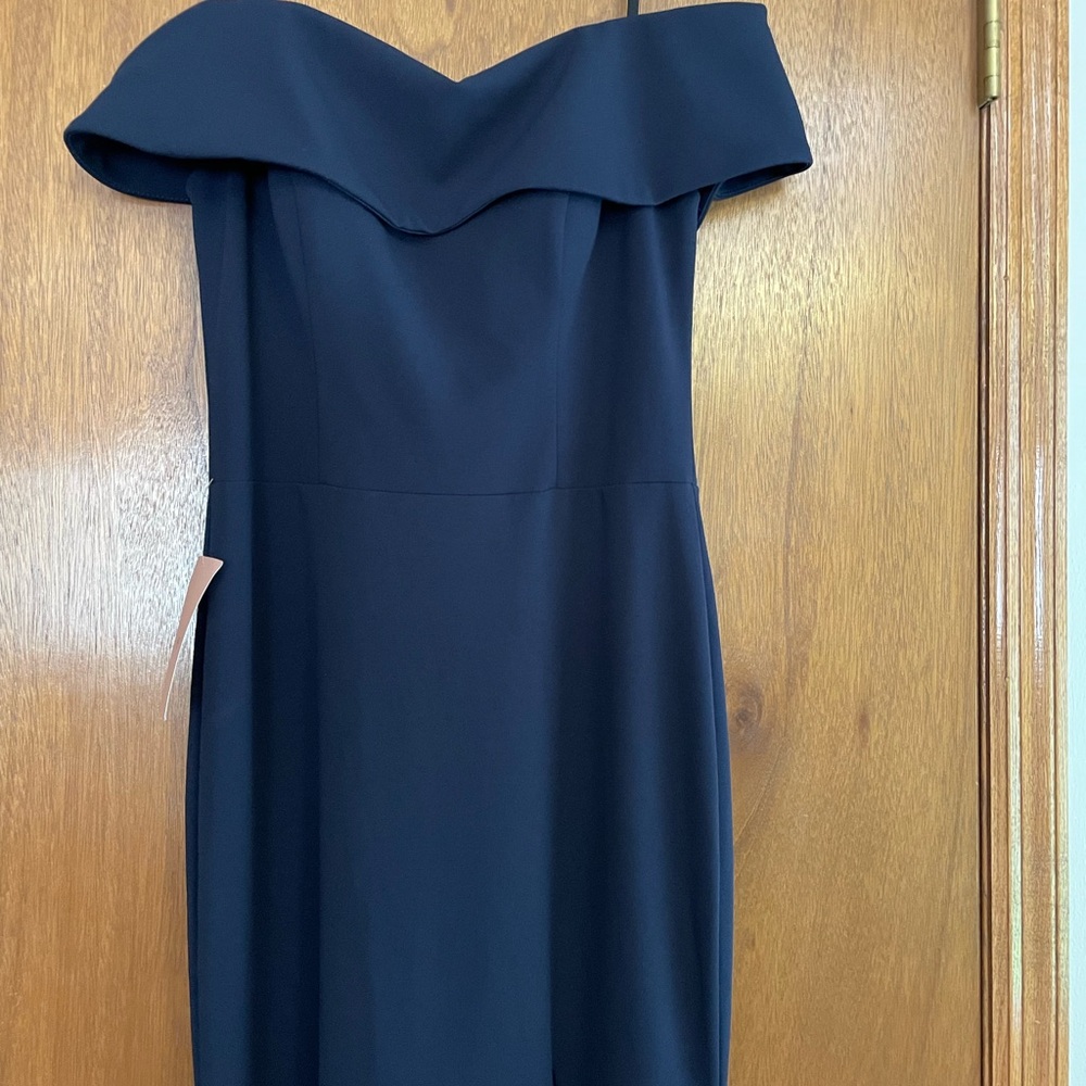 BHLDN by Anthropologie Elegant Navy Off-Shoulder Dress Women's Size US 12 NWT